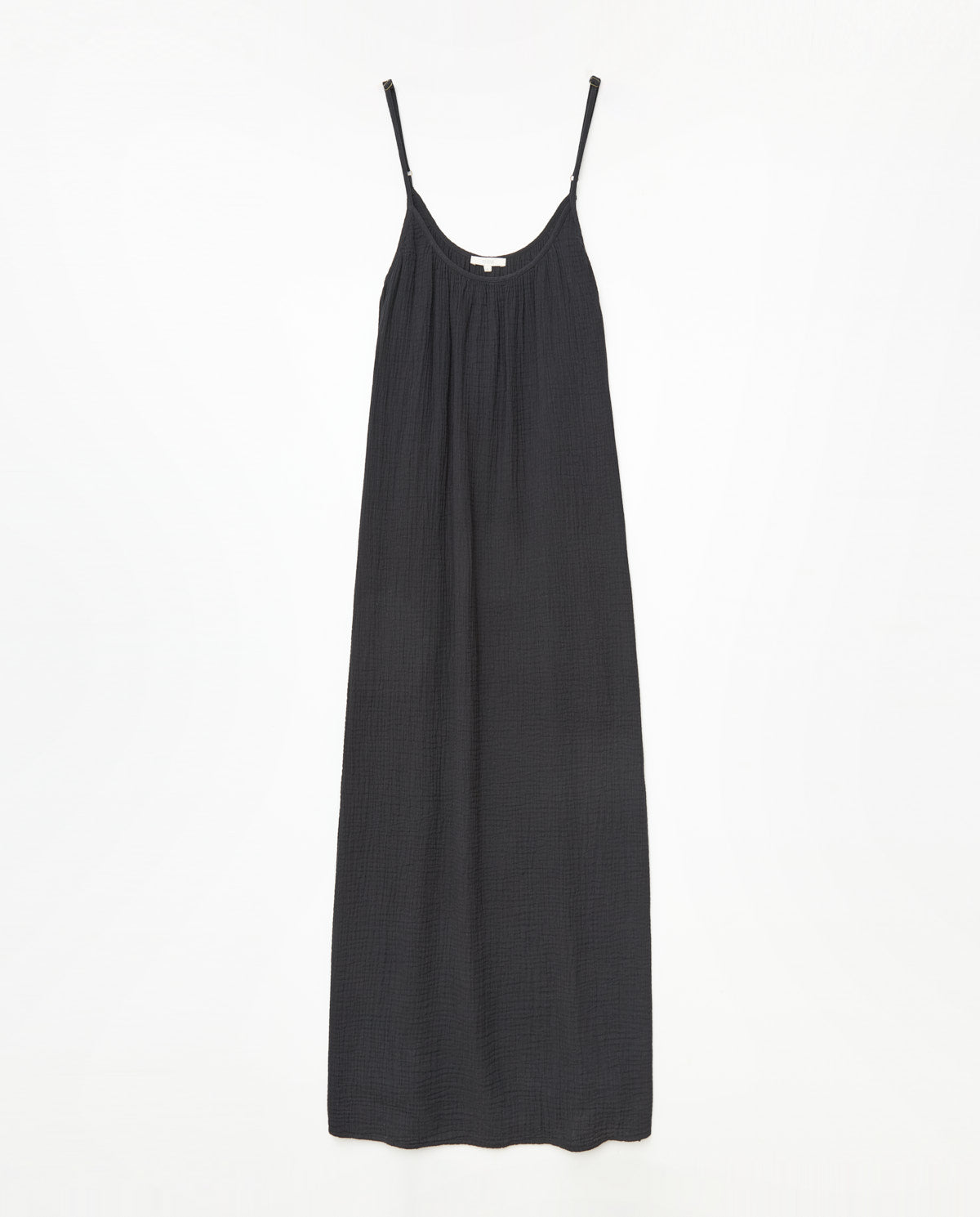 Yerse S25 42275 Double Gauze Cotton Shoe String Strap Sun Dress Black