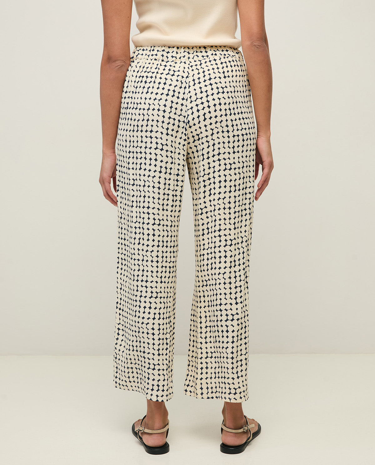 YERSE SS26 Crepe Trousers Navy Dots