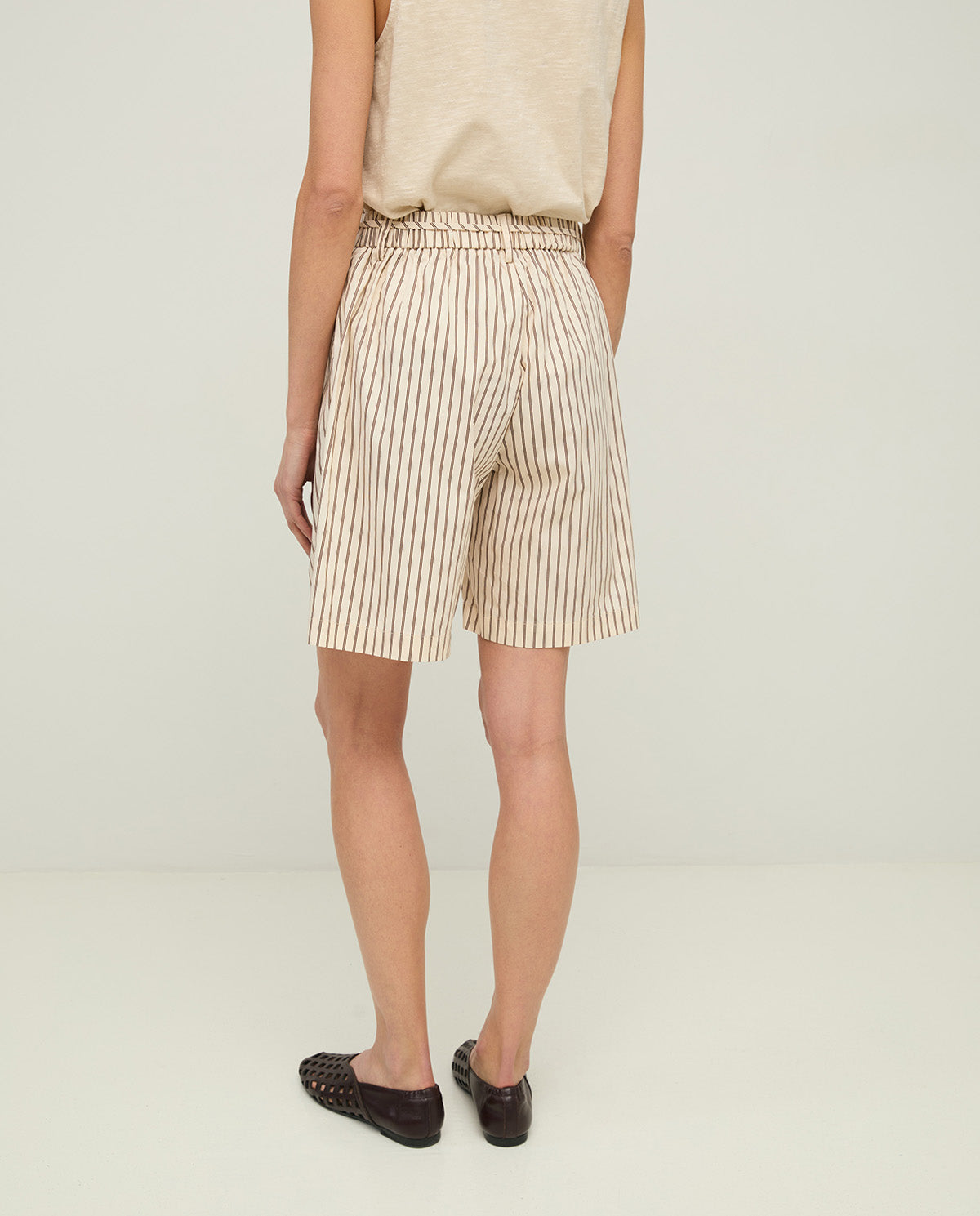 YERSE SS26 Maggie Ecru Stripe Short