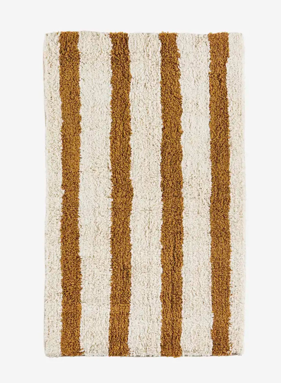 Madam Stoltz Striped Tufted Bath Mat