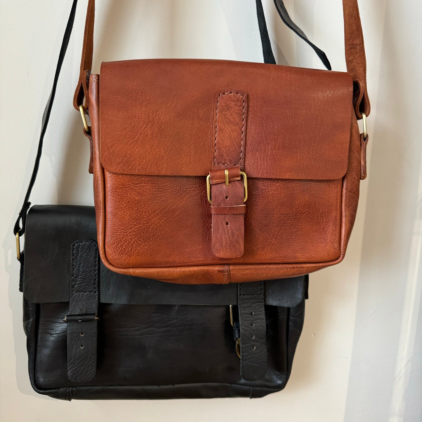 MAROC LEATHER Satchel Bag Black Large