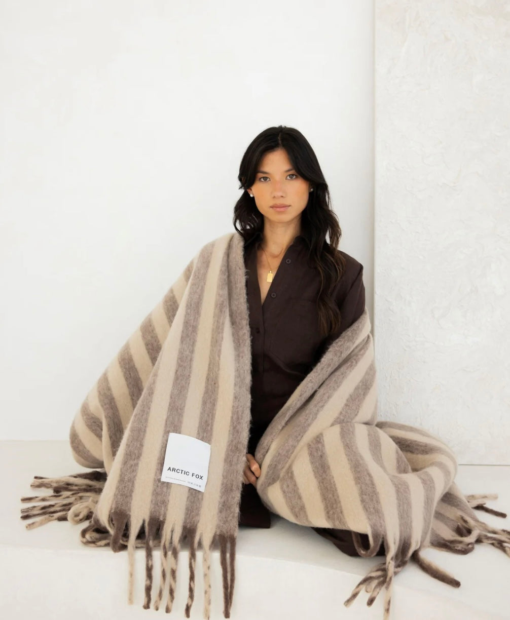 Arctic Fox Wool Stripe Throw