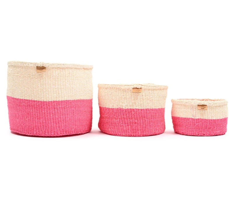 BASKET ROOM colour block woven basket: hot pink