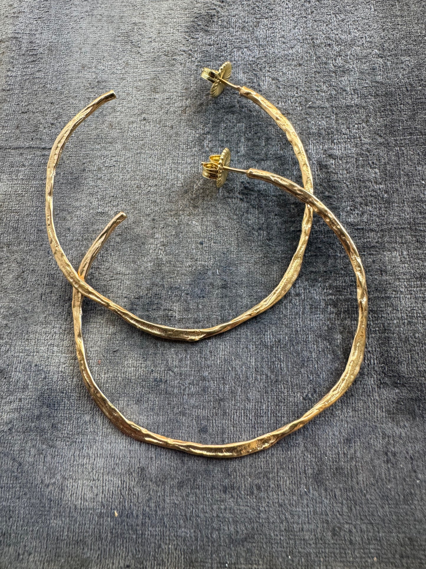 Van Peterson 18ct gold plated Hammered Hoops