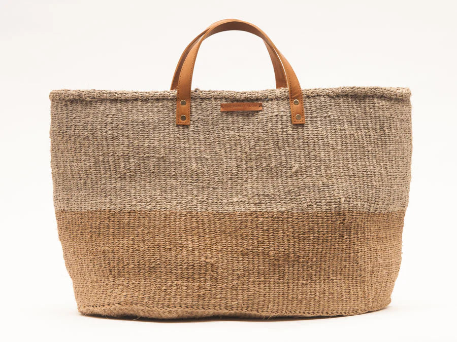 Basket Room Kaza Brown and Grey Two Tone Woven Shopper Large