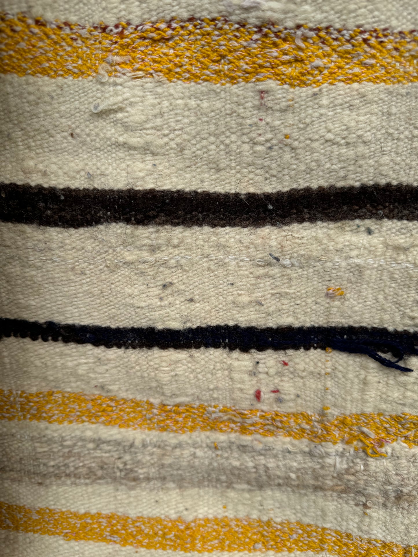 MAROC Vintage Berber Textile CREAM GREEN YELLOW STRIPE RUG