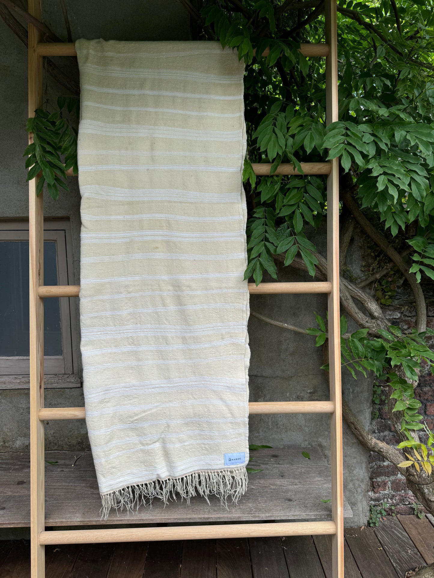 MAROC Vintage CREAM AND WHITE STRIPE RUG