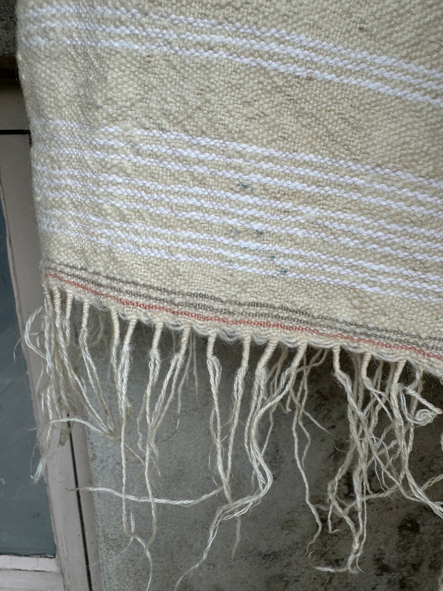 MAROC Vintage CREAM AND WHITE STRIPE RUG