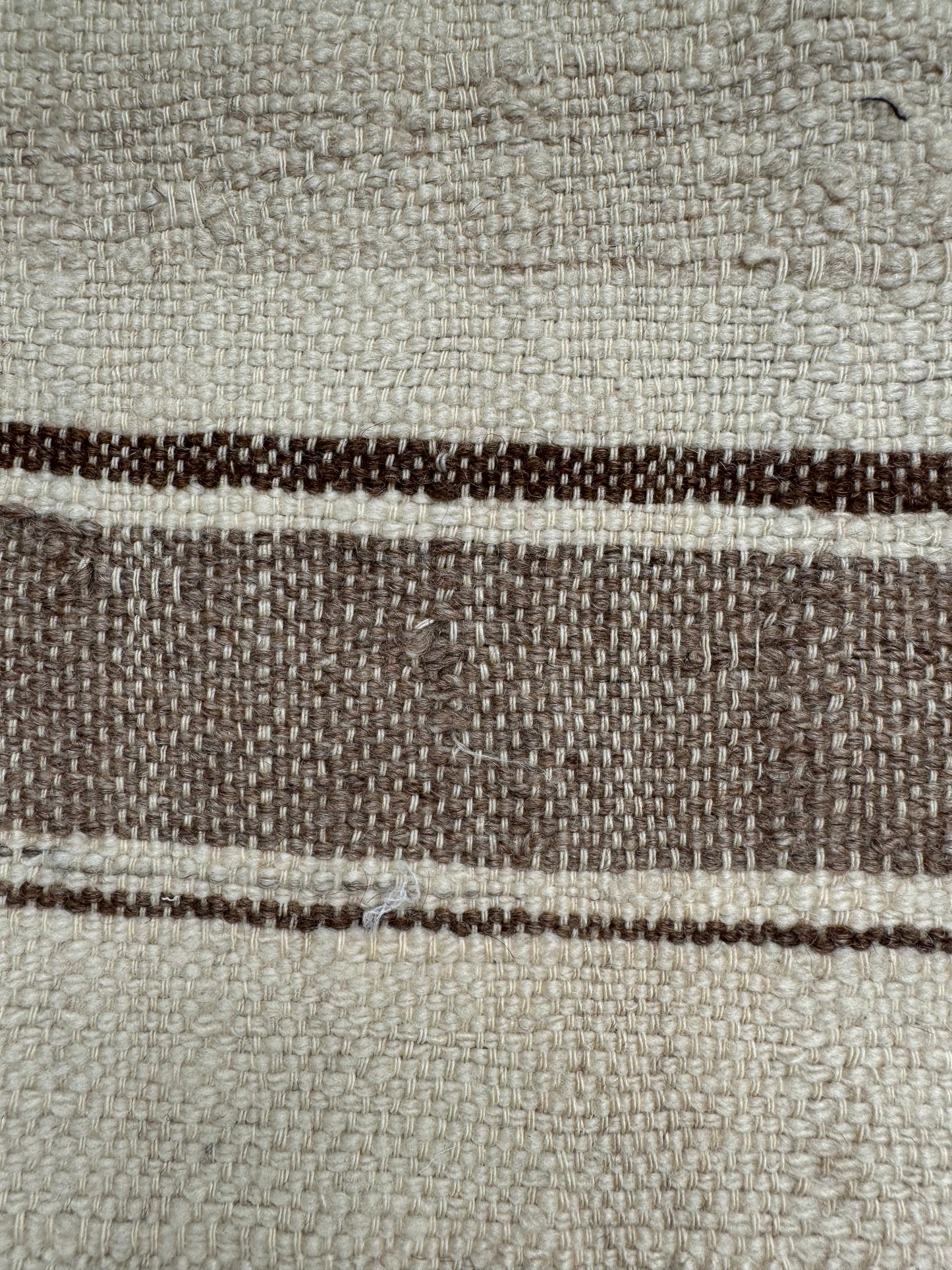 MAROC Vintage Berber Textile CREAM BROWN BRIGHT TASSELS