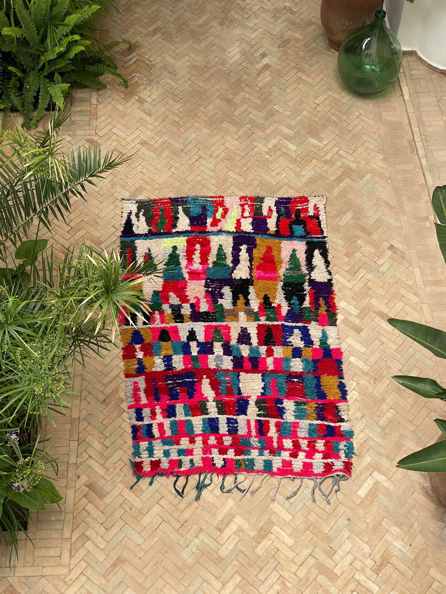 MAROC Vintage Rug Tamri - Pink Mustard Teal