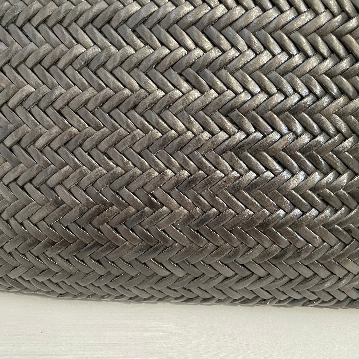 Woven Leather Bag - Dark Grey