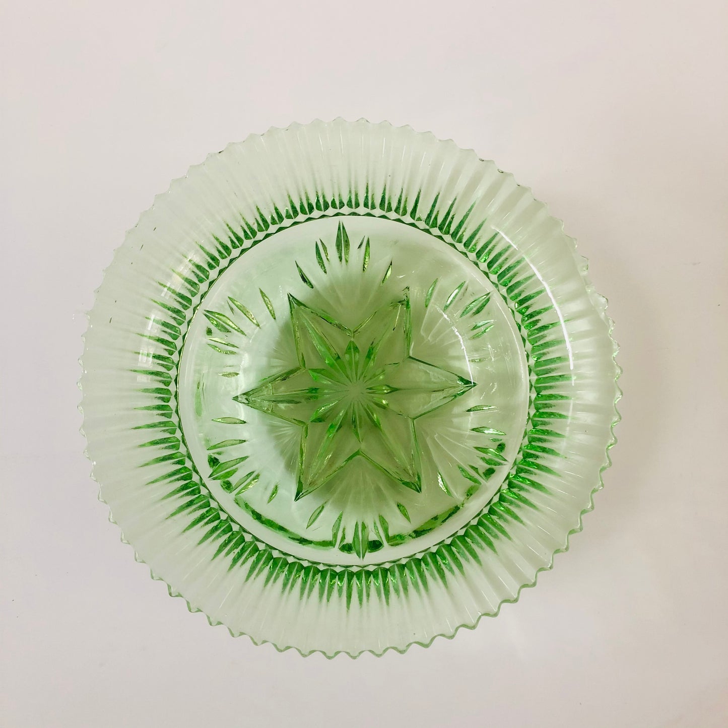 Vintage Green Glass Star Bowl