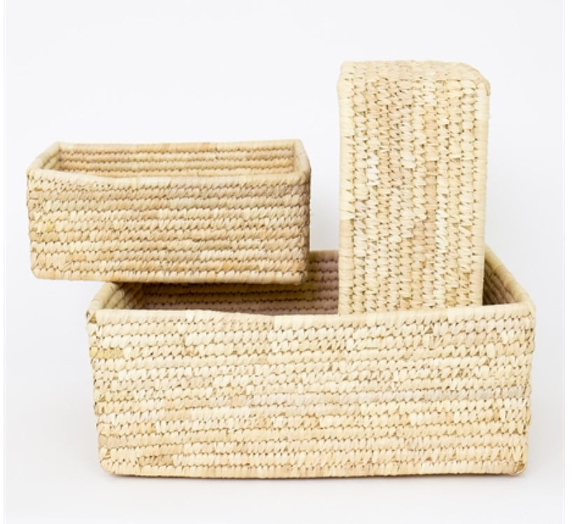 Afroart Palm rectangular basket set