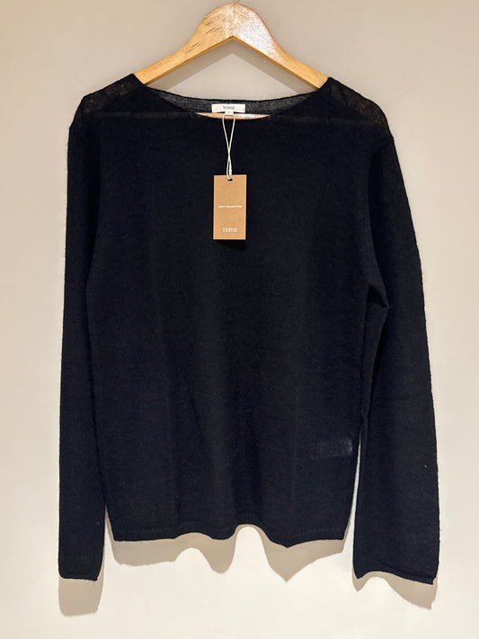 Yerse AW25 Black Boat Neck Jumper 43578