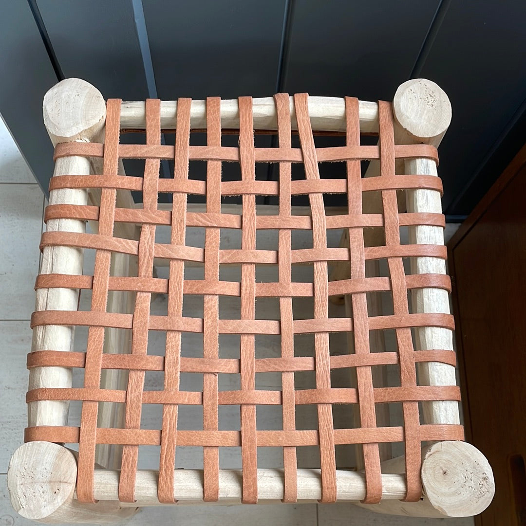MAROC Leather Woven Stool