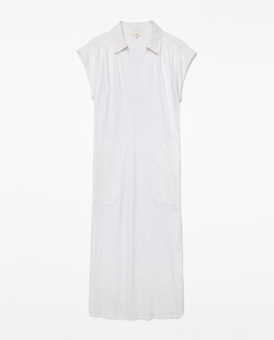 Yerse S25 42214 Collared jersey dress with cap sleeves Khaki