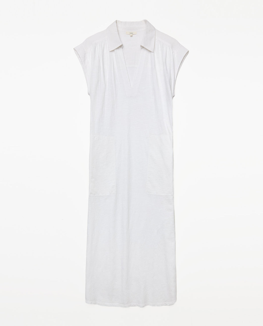 Yerse S25 42214 Collared jersey dress with cap sleeves Khaki