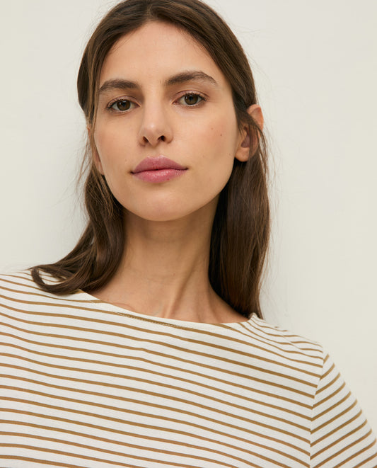 YERSE SS26 Boat Neck Tee Ecru / Green