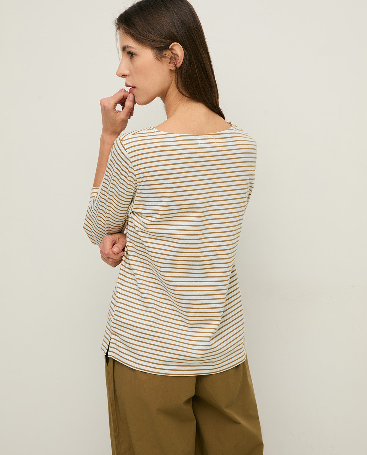 YERSE SS26 Boat Neck Tee Ecru / Green
