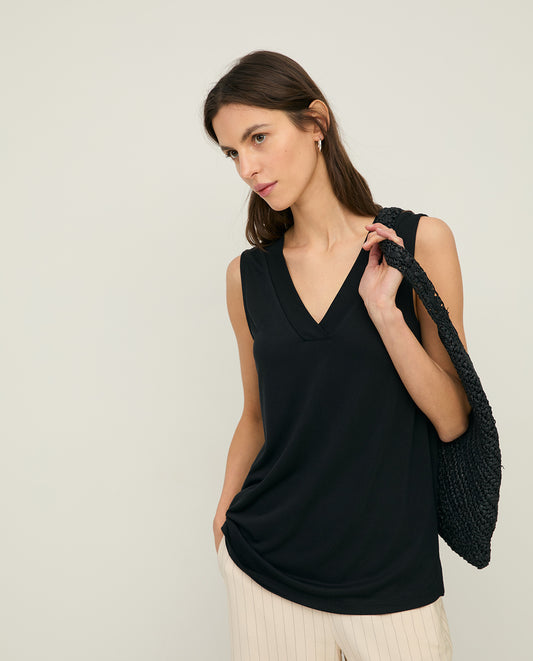 YERSE SS26 V Neck Top Khaki