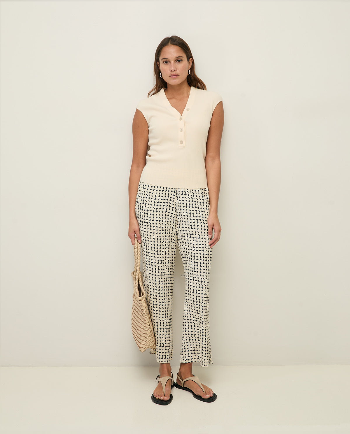 YERSE SS26 Crepe Trousers Navy Dots