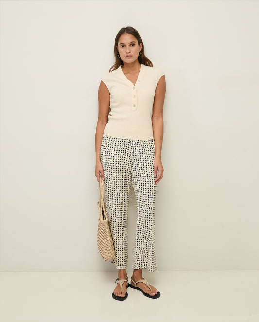 YERSE SS26 Crepe Trousers Navy Dots