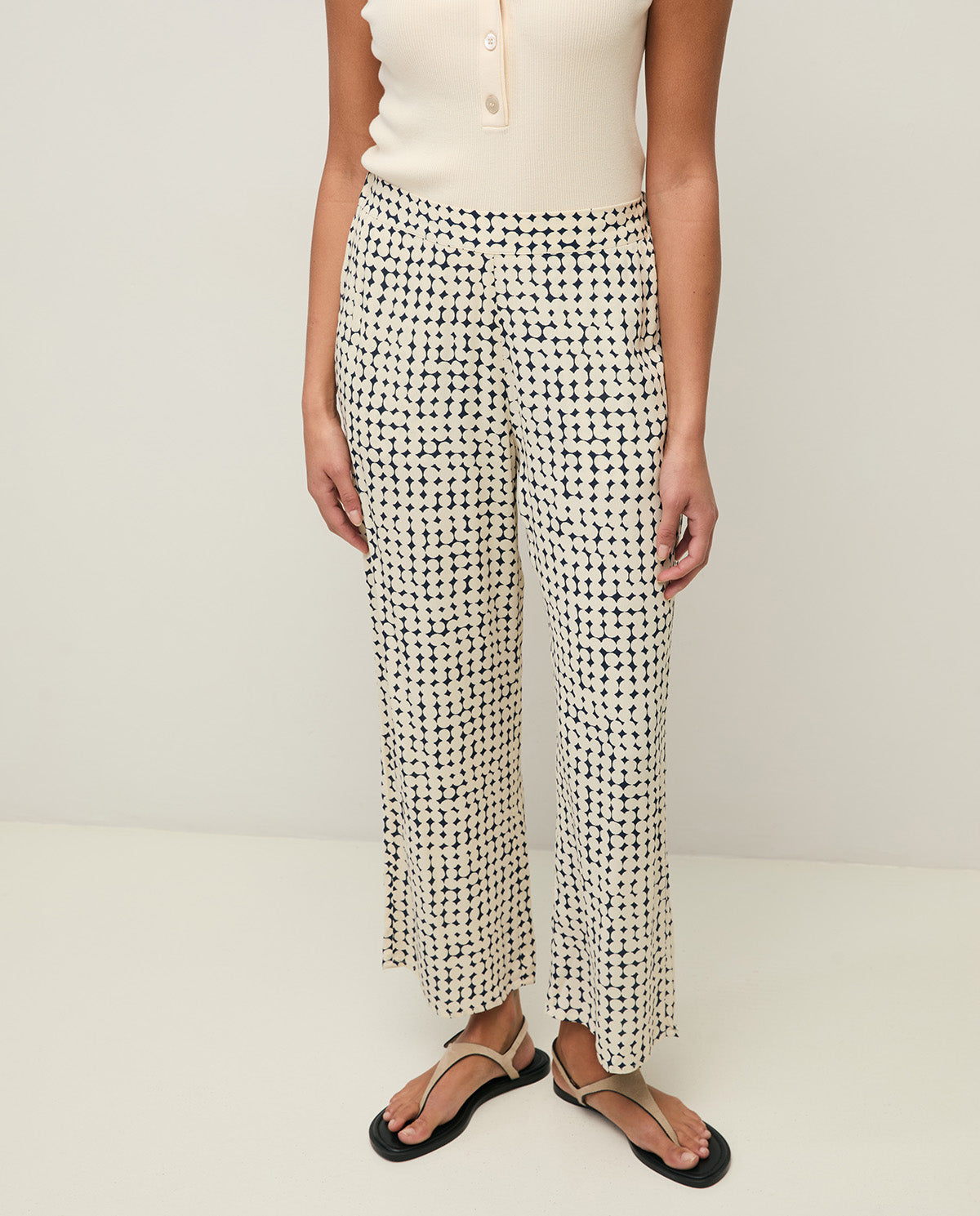 YERSE SS26 Crepe Trousers Navy Dots
