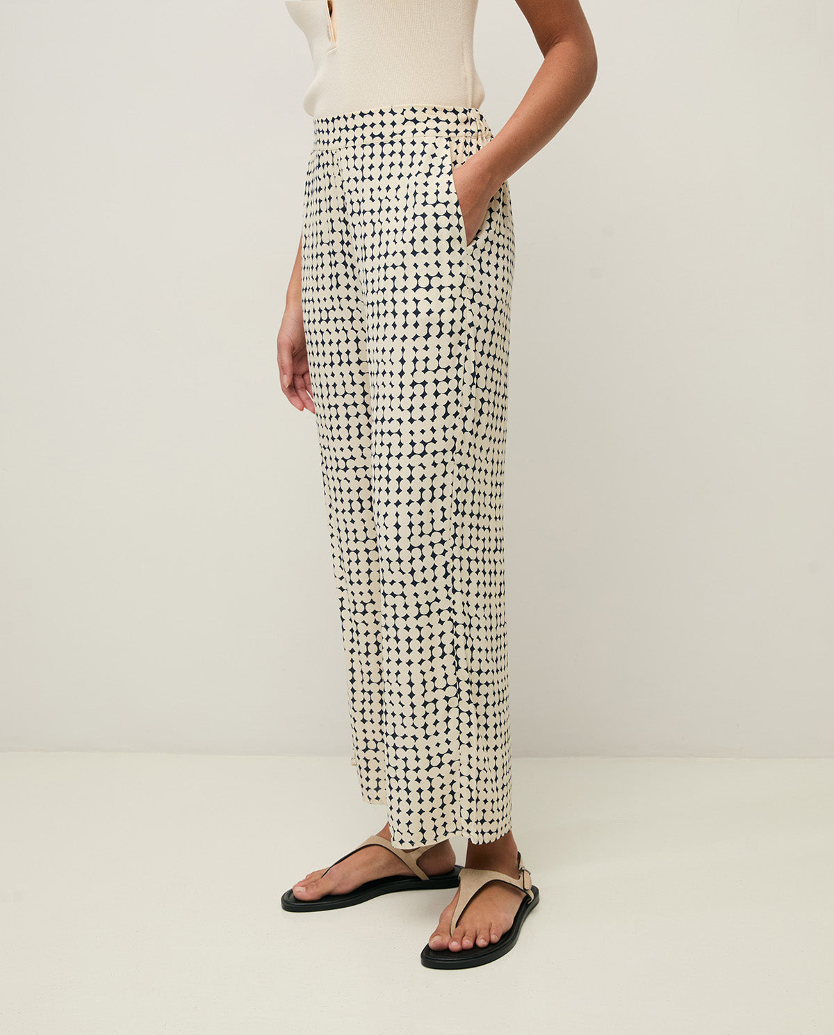 YERSE SS26 Crepe Trousers Navy Dots
