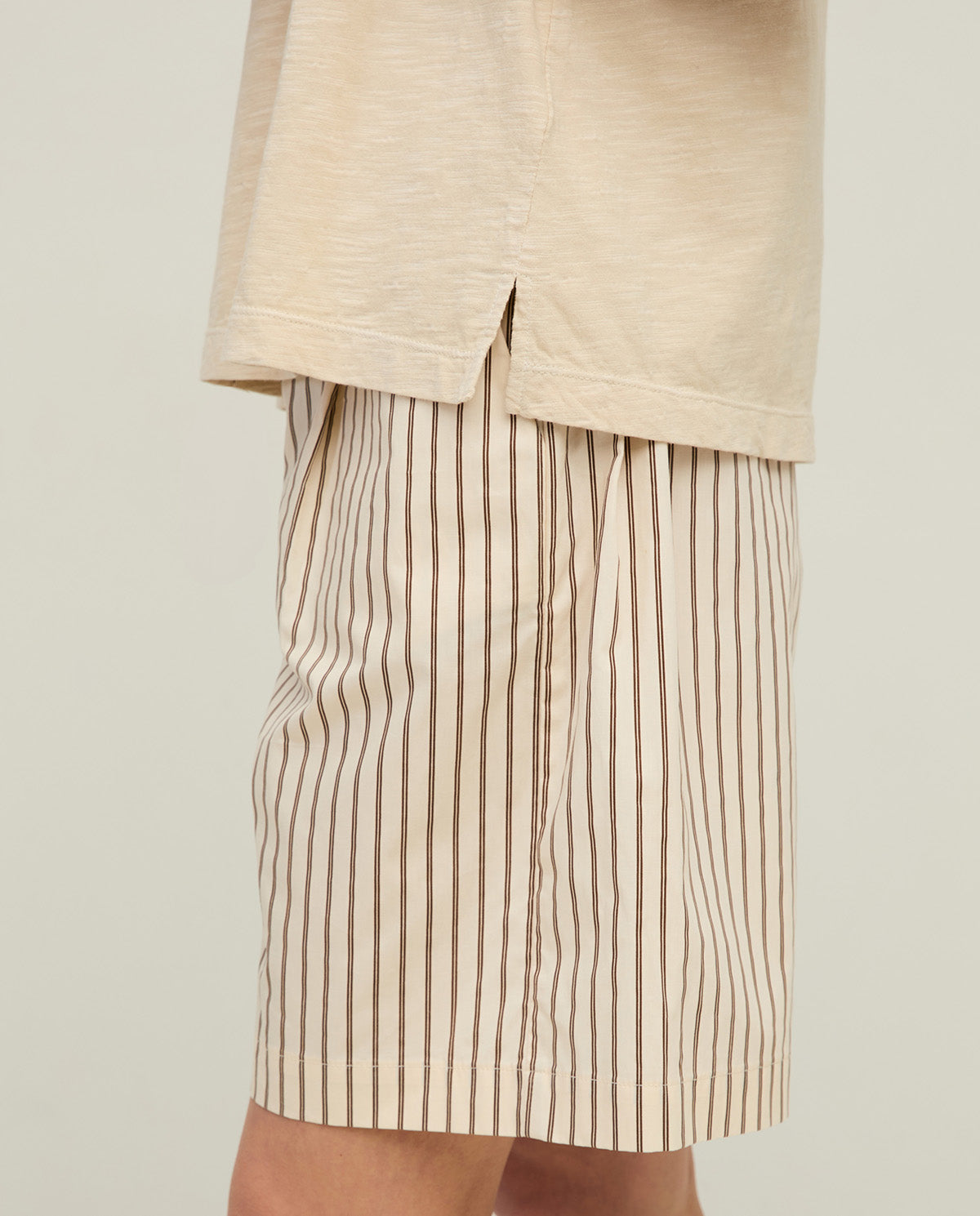 YERSE SS26 Maggie Ecru Stripe Short