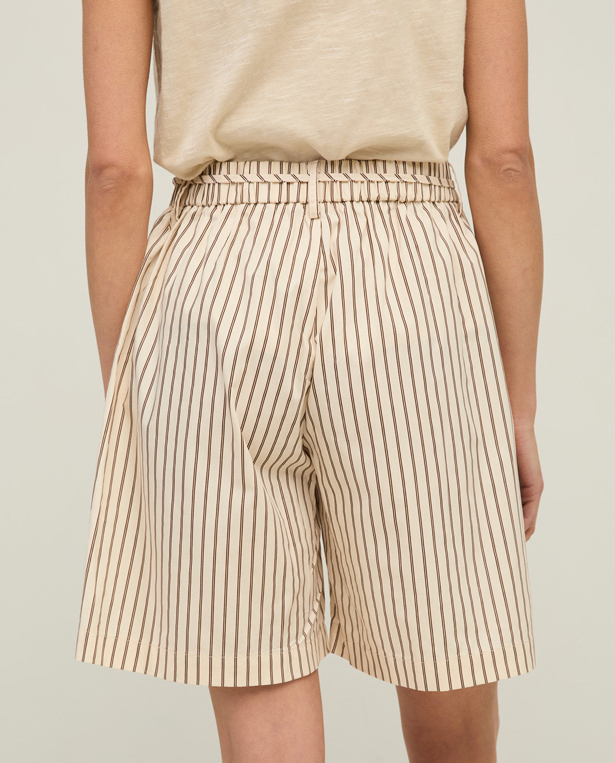 YERSE SS26 Maggie Ecru Stripe Short
