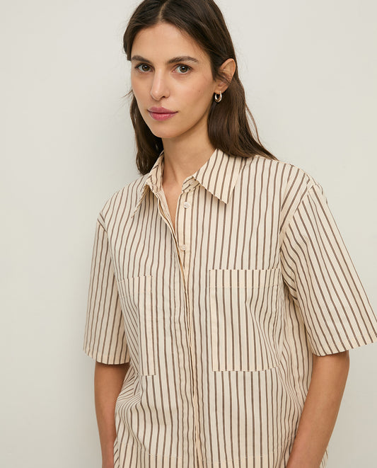 YERSE SS26 Poplin Shirt Ecru Stripes