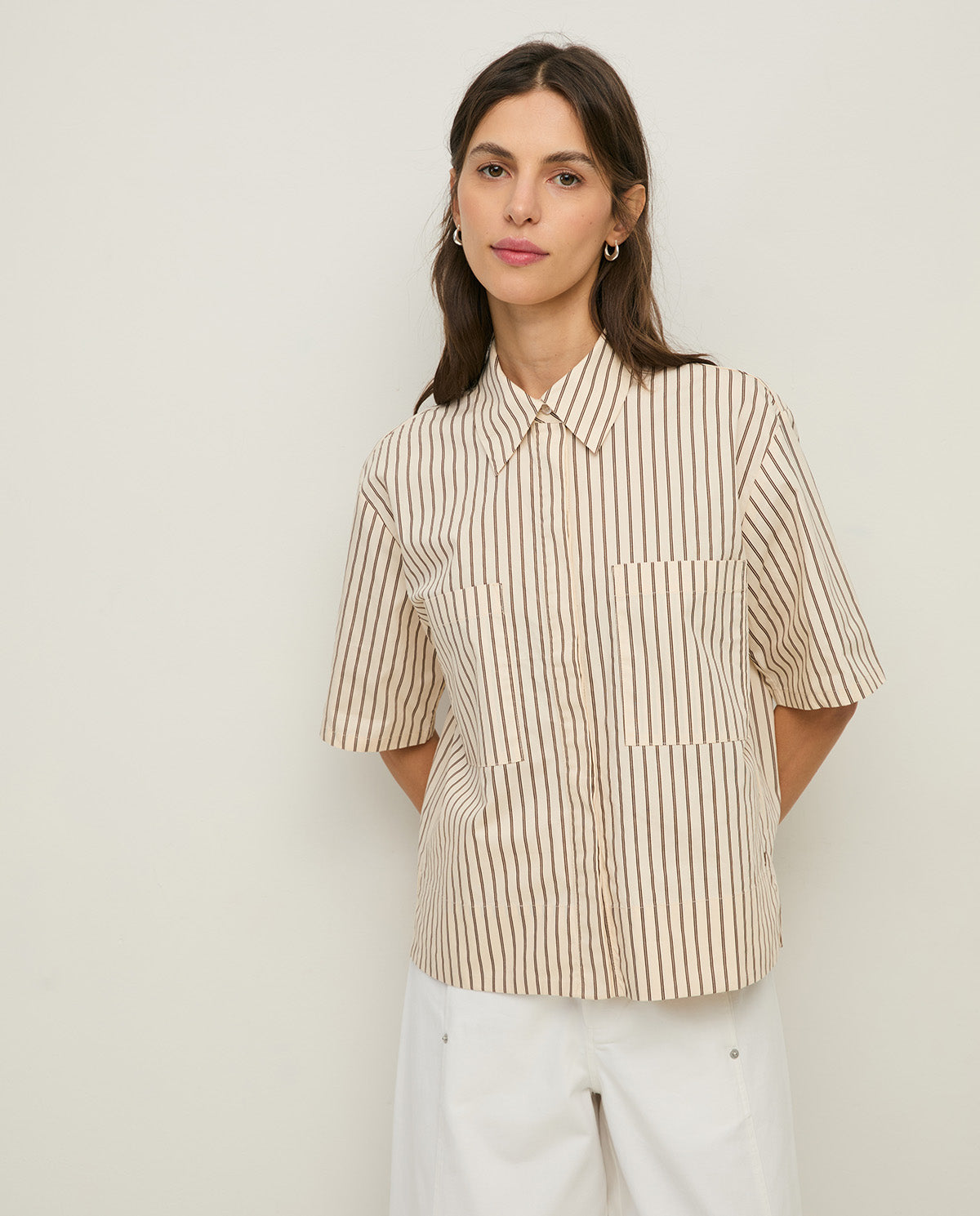 YERSE SS26 Poplin Shirt Ecru Stripes