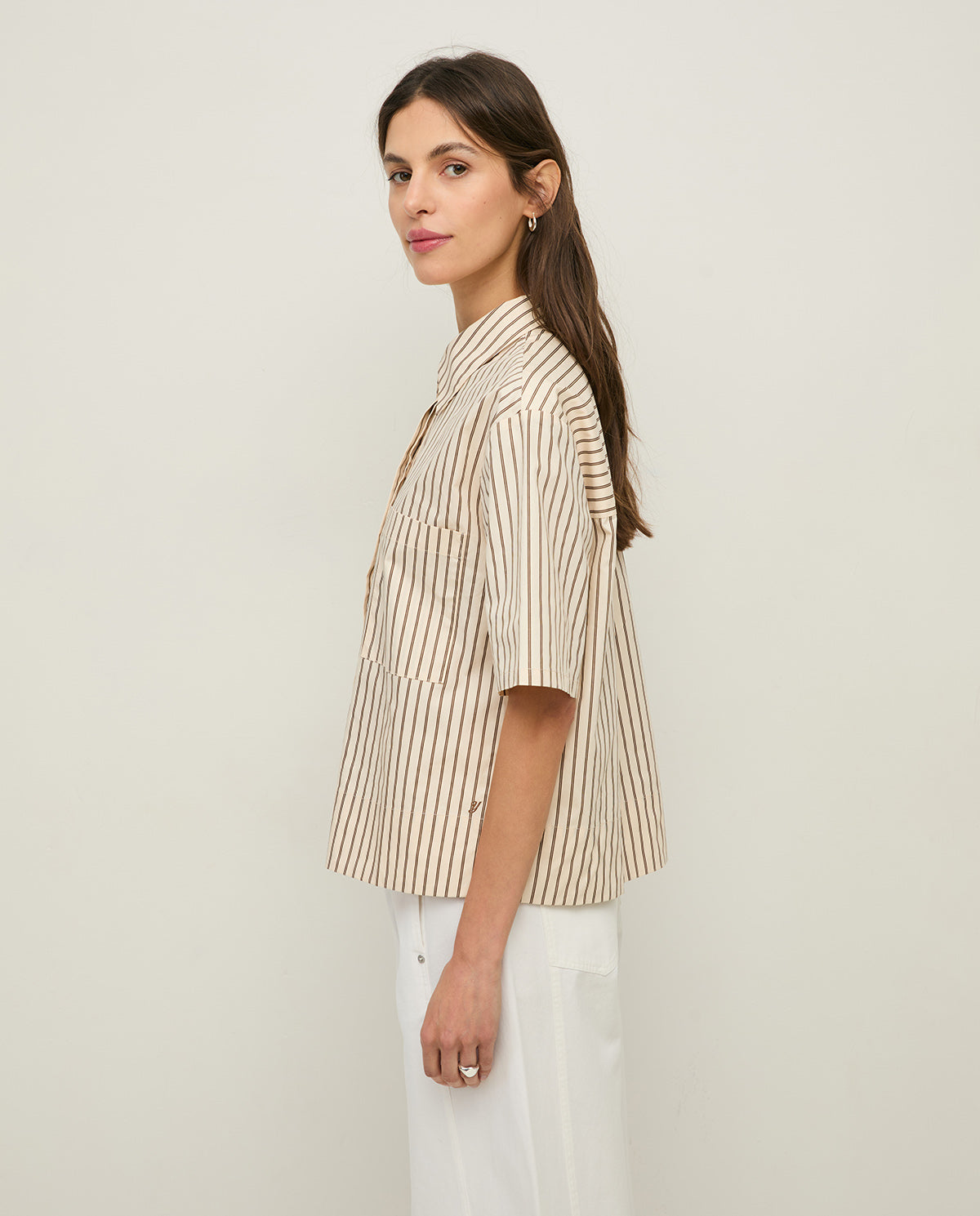 YERSE SS26 Poplin Shirt Ecru Stripes
