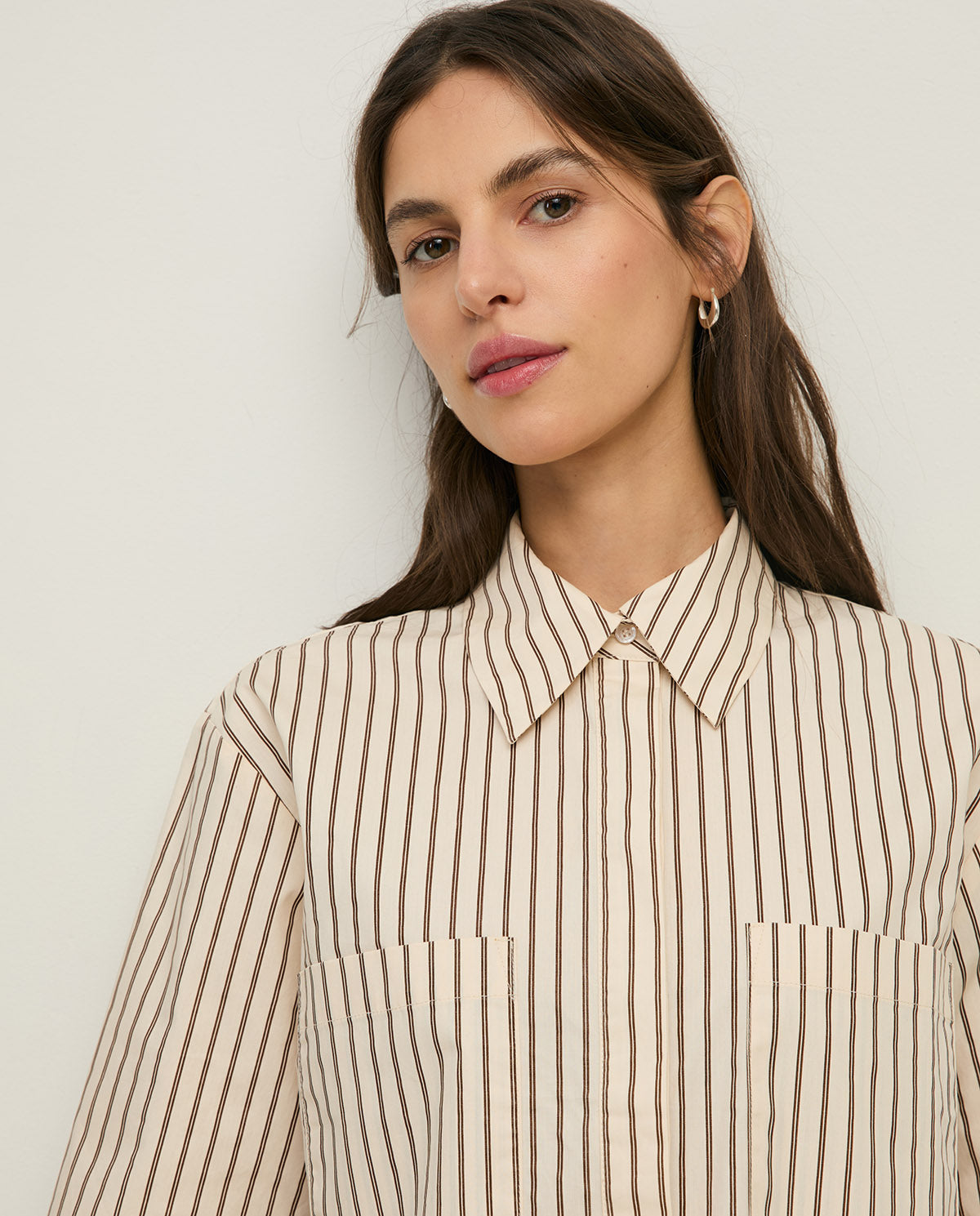 YERSE SS26 Poplin Shirt Ecru Stripes