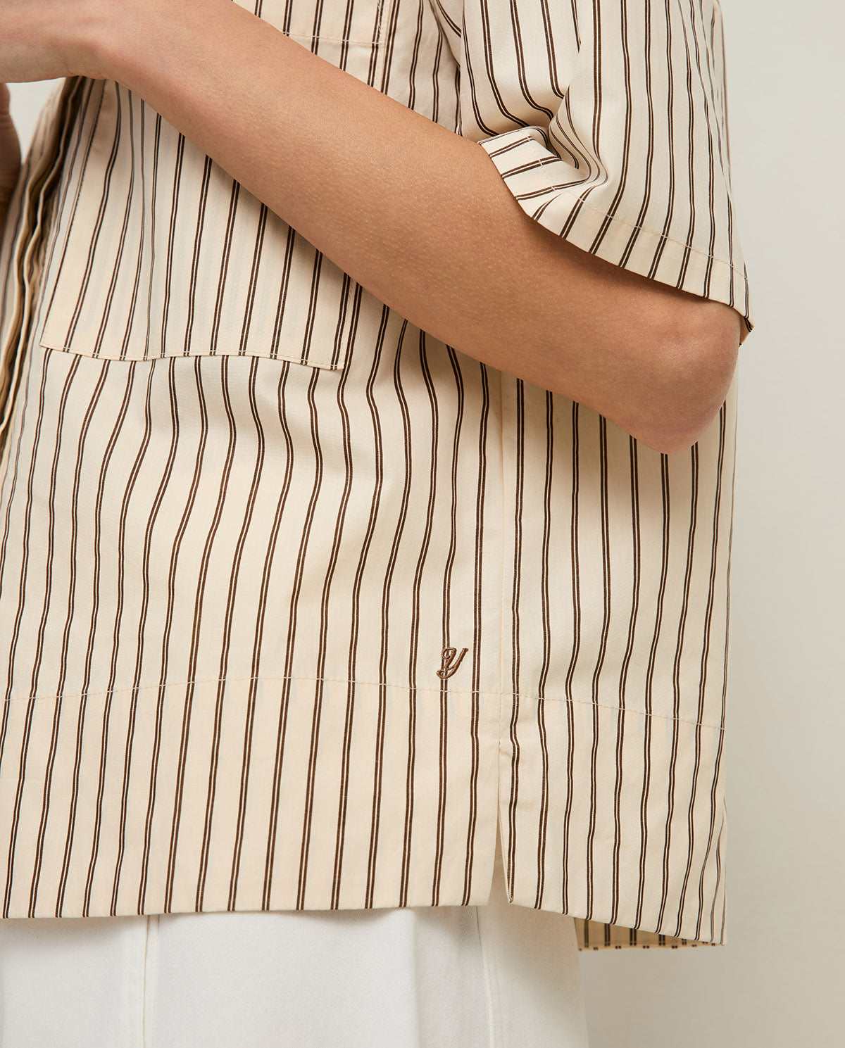 YERSE SS26 Poplin Shirt Ecru Stripes