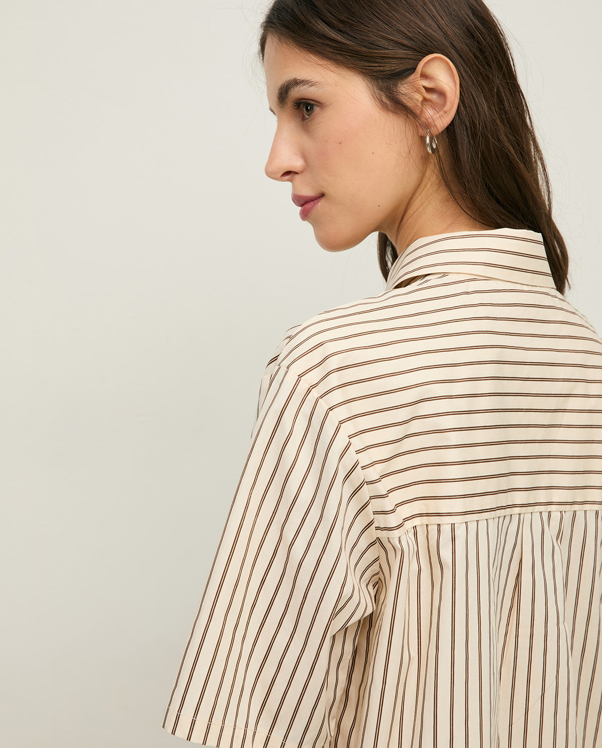 YERSE SS26 Poplin Shirt Ecru Stripes