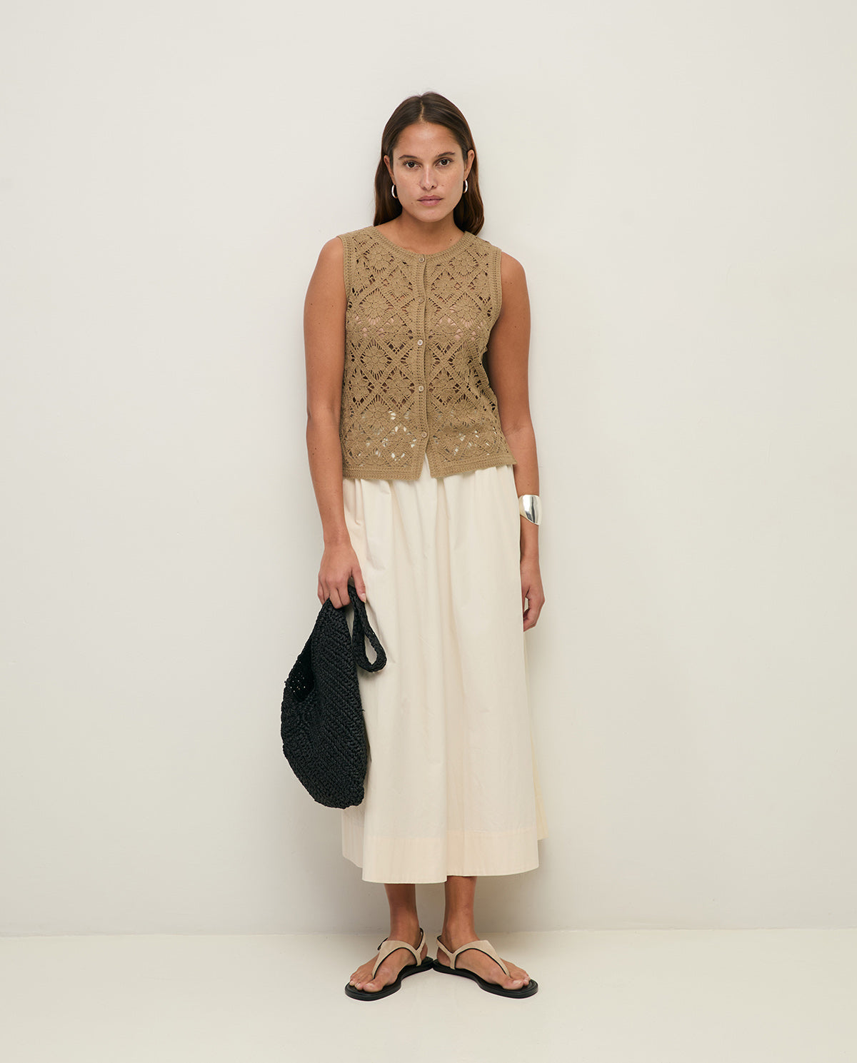 YERSE SS26 MIDI Poplin Skirt