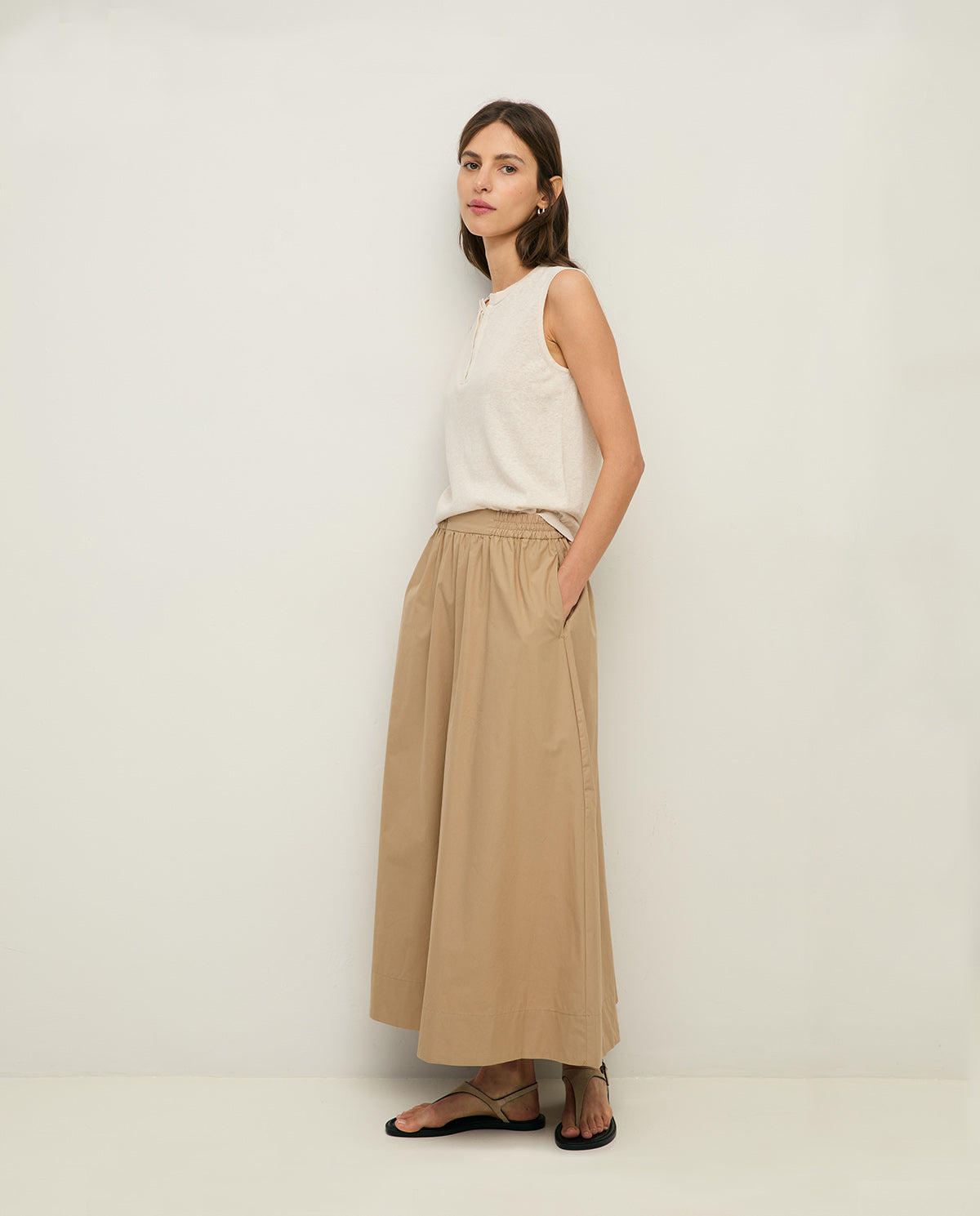 YERSE SS26 MIDI Poplin Skirt