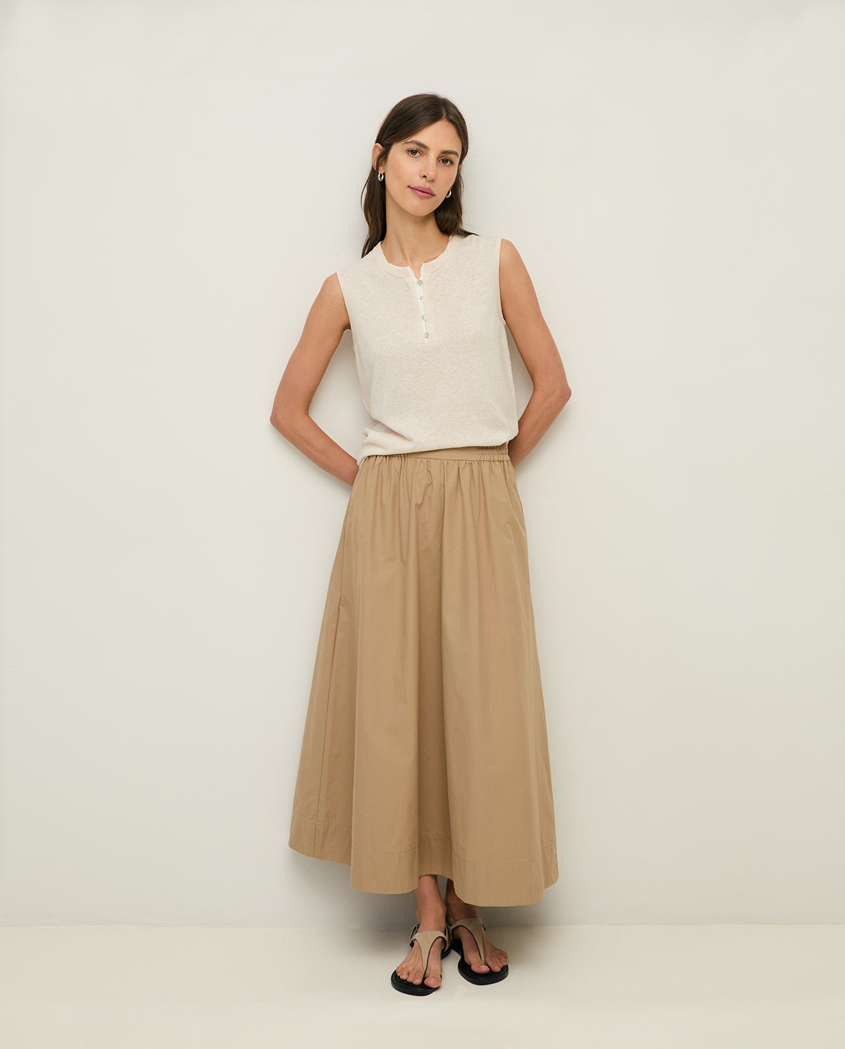 YERSE SS26 MIDI Poplin Skirt