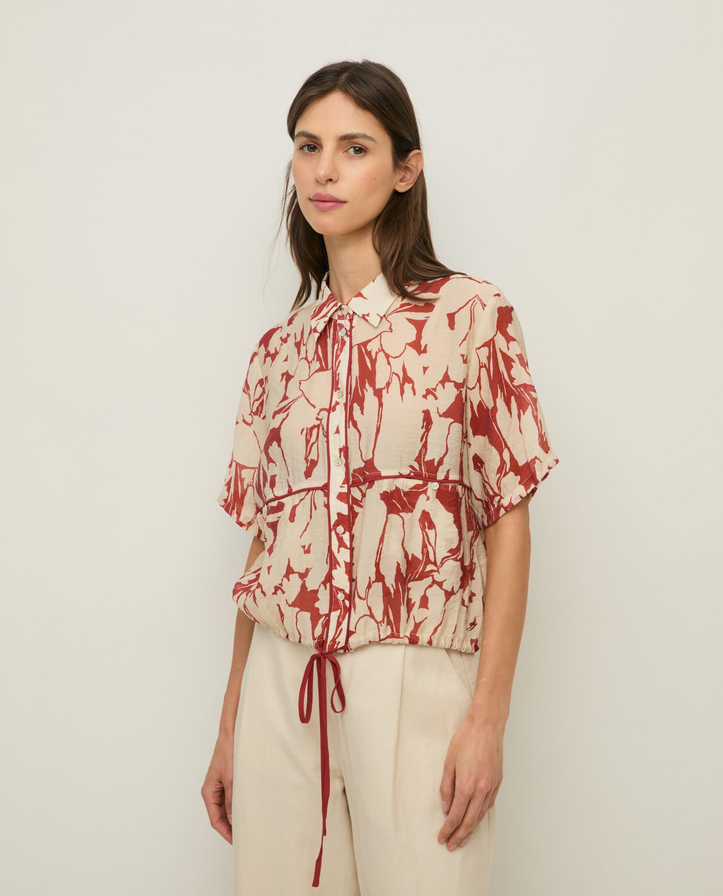 YERSE SS26 printed viscose shirt Dark Red
