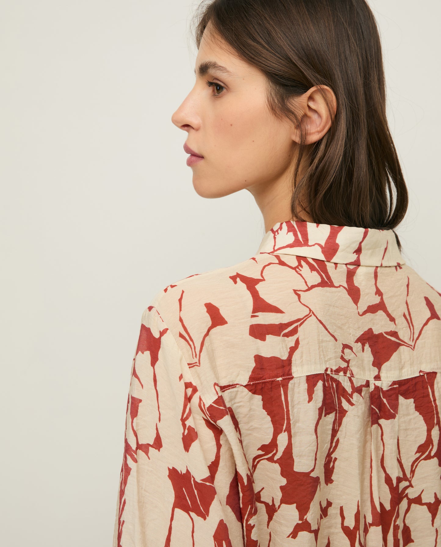 YERSE SS26 printed viscose shirt Dark Red