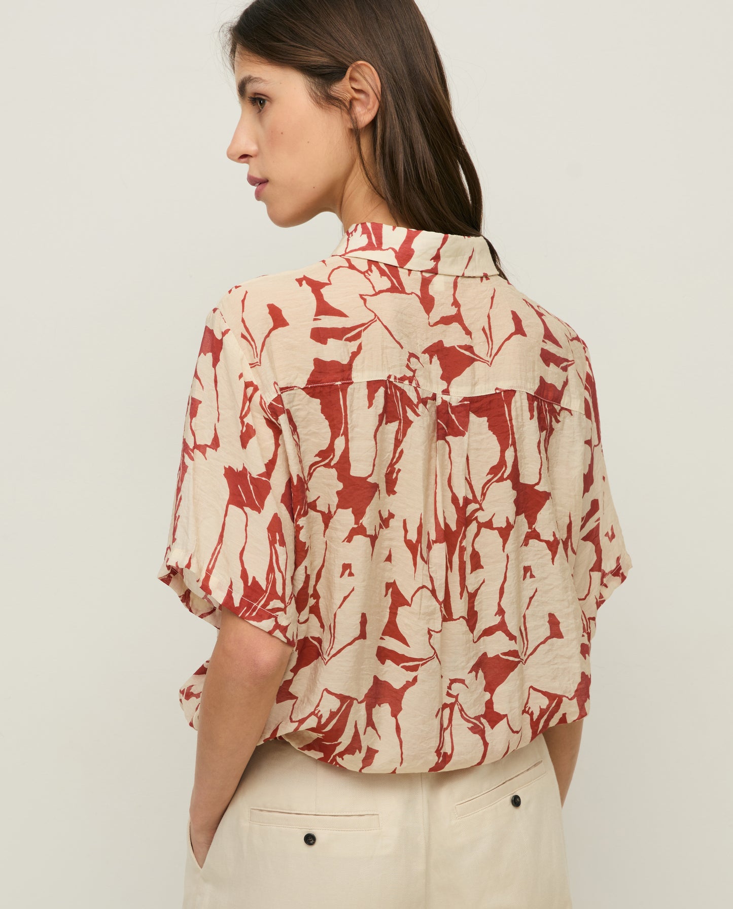 YERSE SS26 printed viscose shirt Dark Red