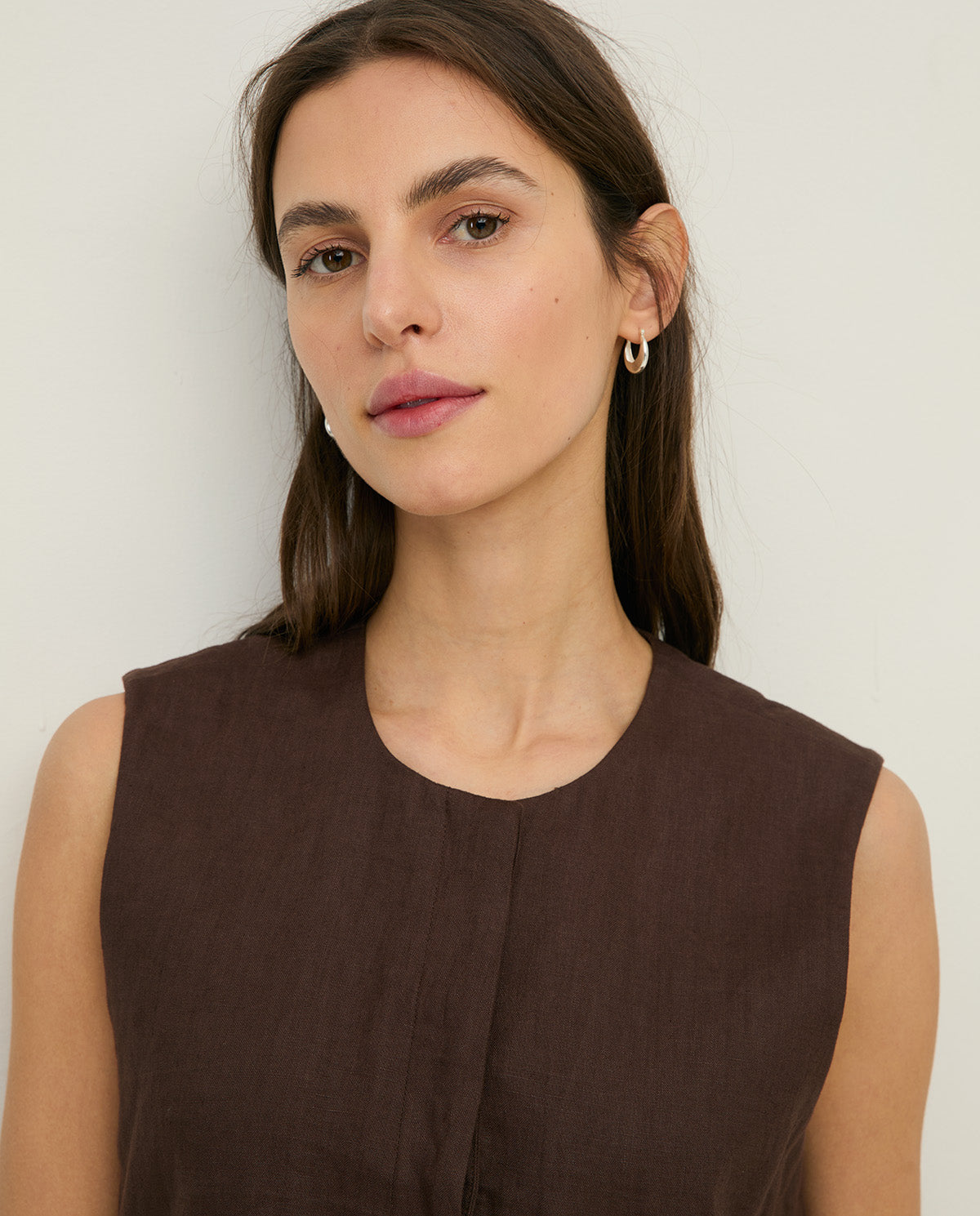YERSE SS26 Linen Vest / Waistcoat Chocolate