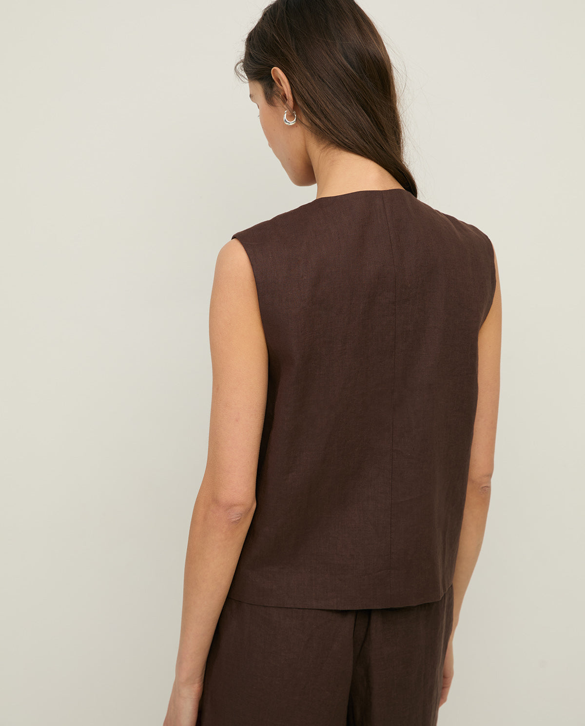 YERSE SS26 Linen Vest / Waistcoat Chocolate