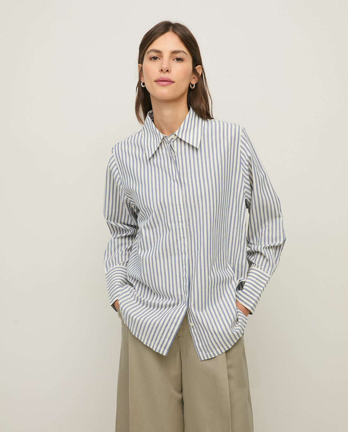YERSE SS26 Amaia Ecru STripe Shirt