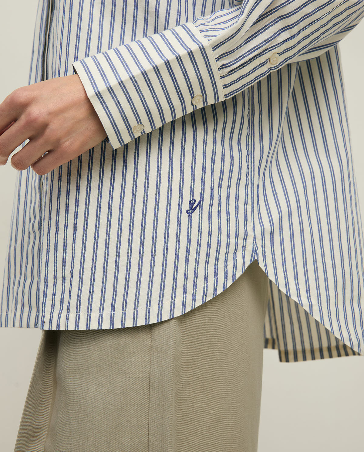 YERSE SS26 Amaia Ecru STripe Shirt