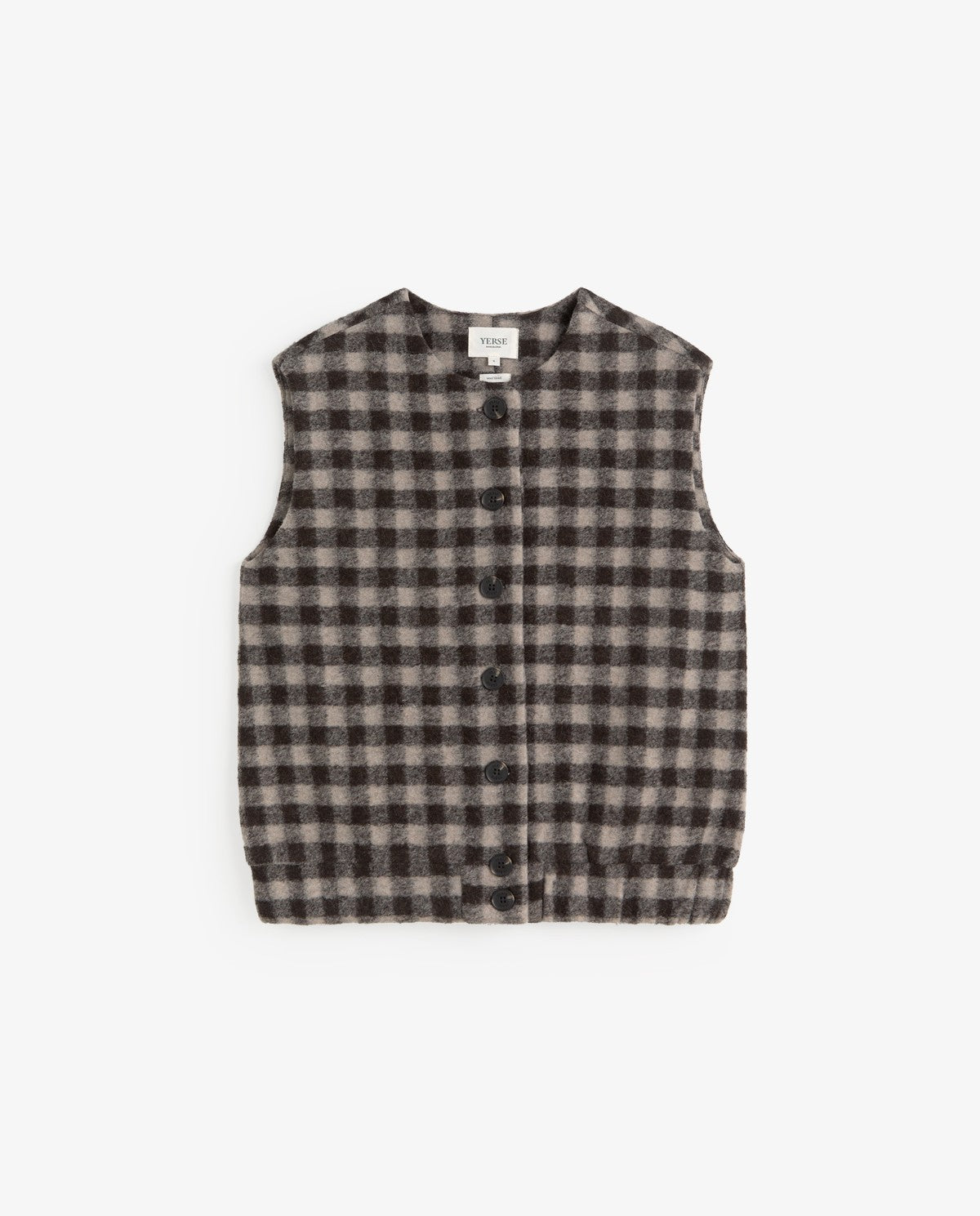 Yerse Boiled Wool Gilet Brown Check