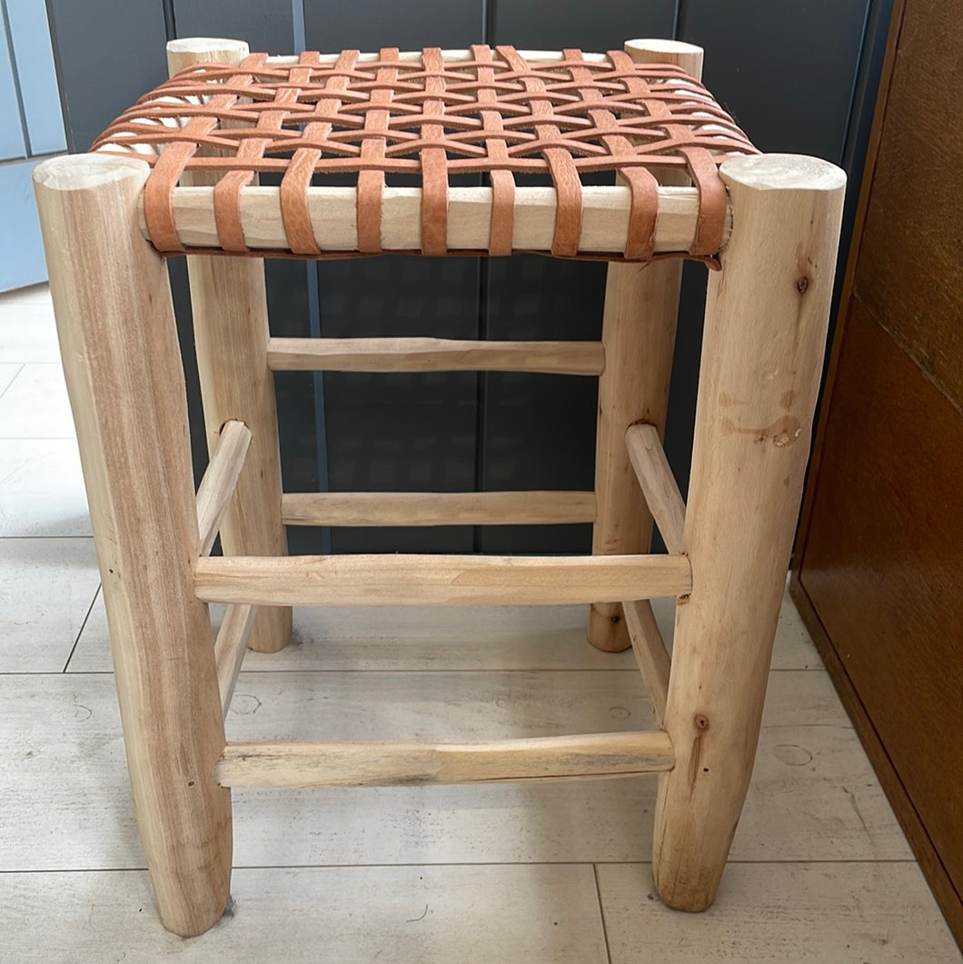 MAROC Leather Woven Stool