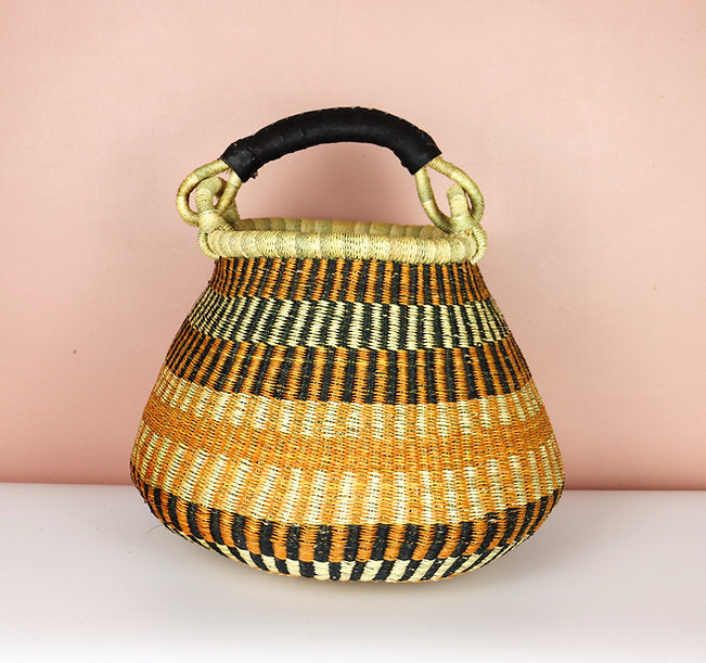 Bam’s Art Shop Orange Brown Black Storage Pot