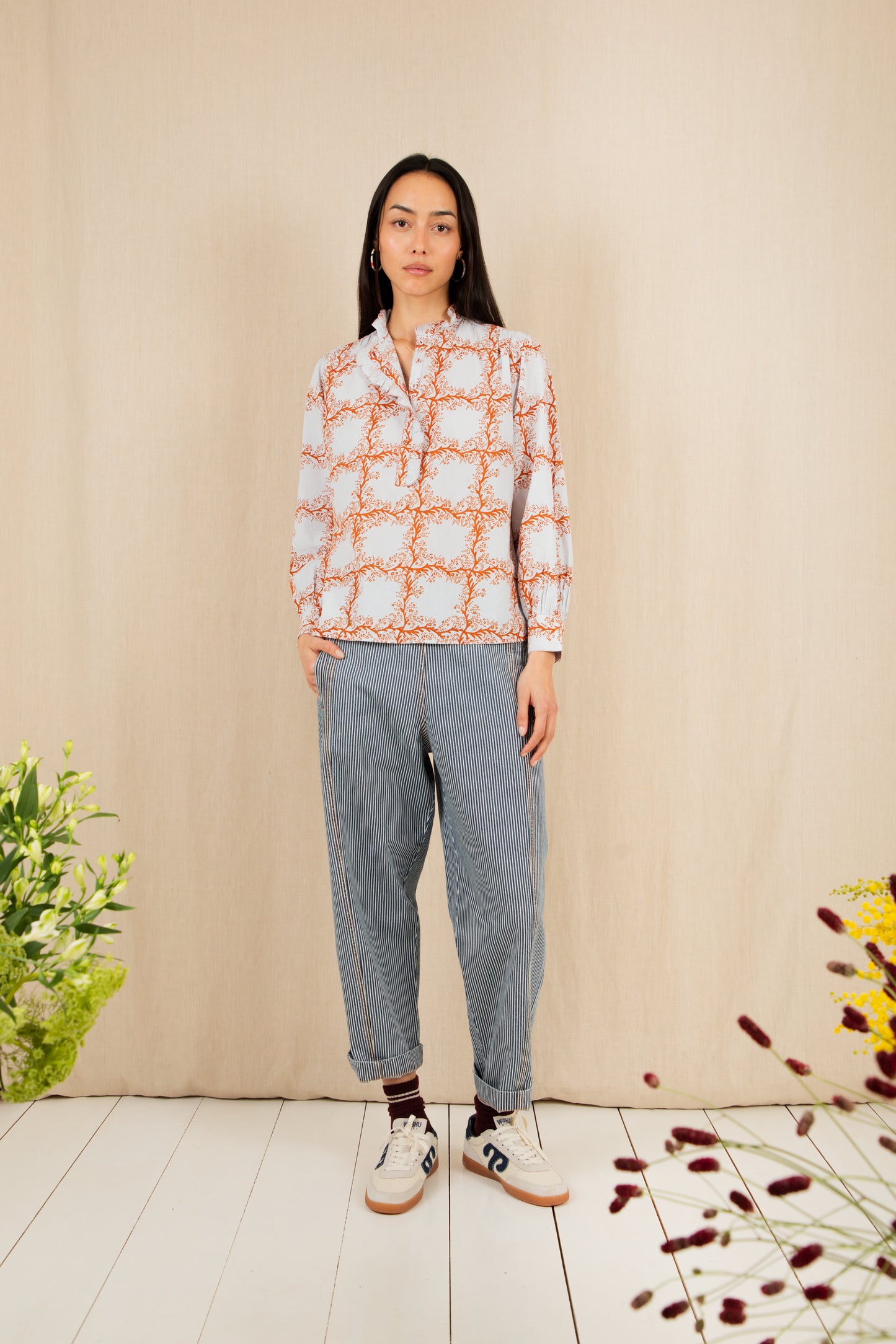 Bonte Anais Shirt Ice Blue / Tobacco SS26